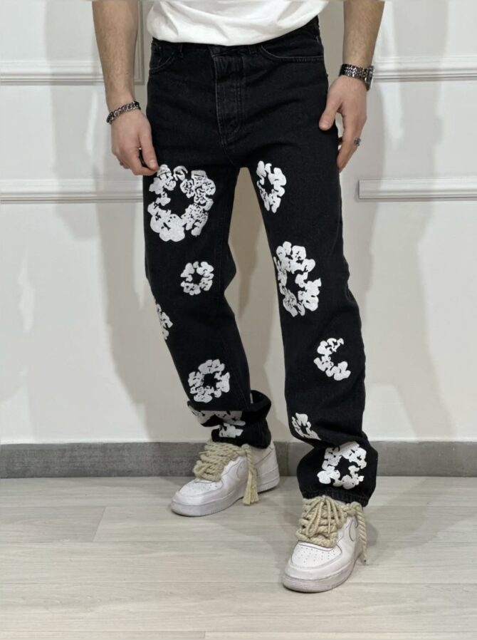 JEANS FLOWER BLACK