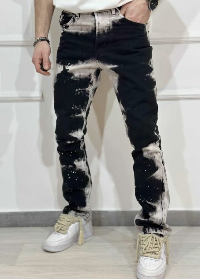 JEANS SKINNY NERO EFFETTO BLEACH