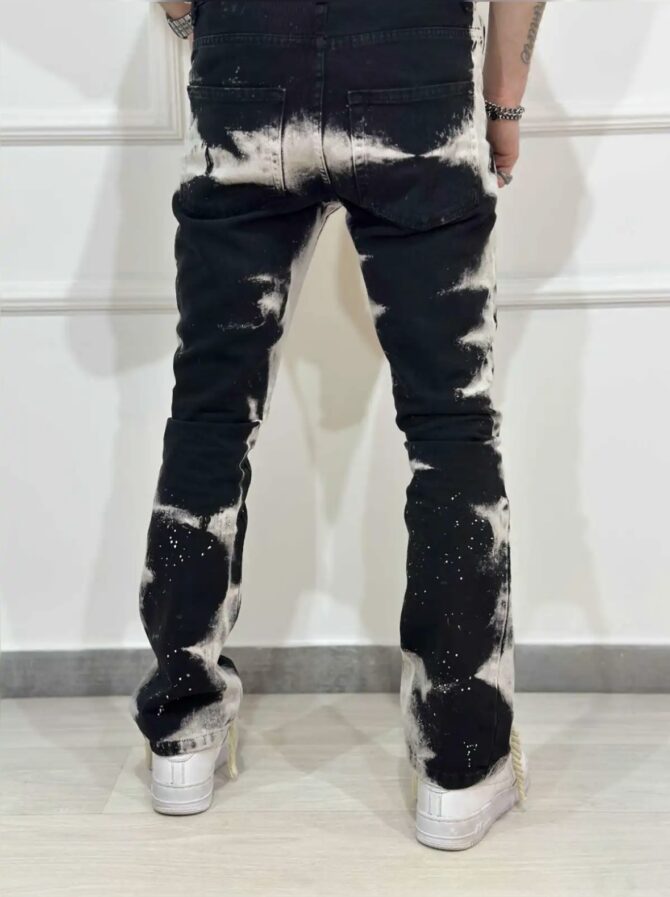 JEANS SKINNY NERO EFFETTO BLEACH - immagine 2