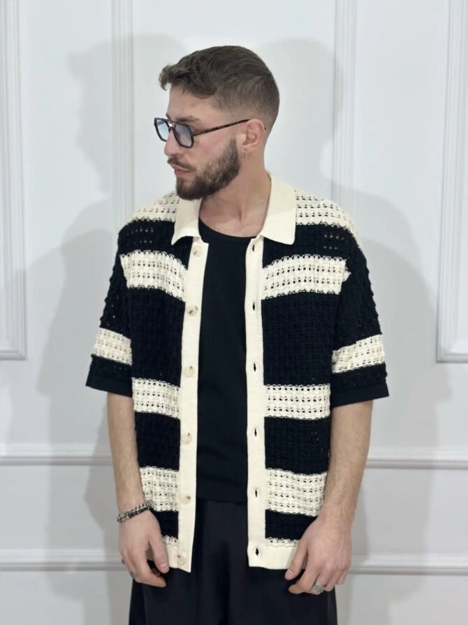 CARDIGAN CROCHET A RIGHE - immagine 2