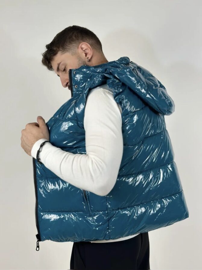 GILET PIUMINO BLU LUCIDO - immagine 2