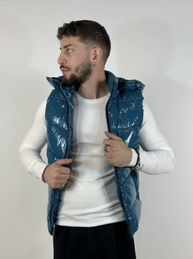 GILET PIUMINO BLU LUCIDO