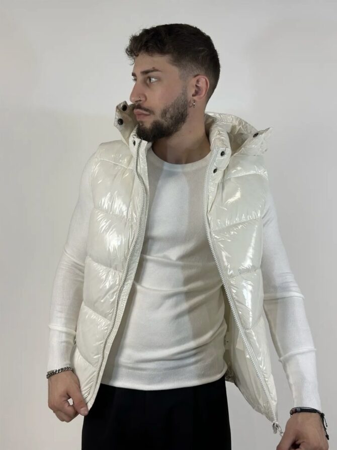 GILET PIUMINO BIANCO LUCIDO