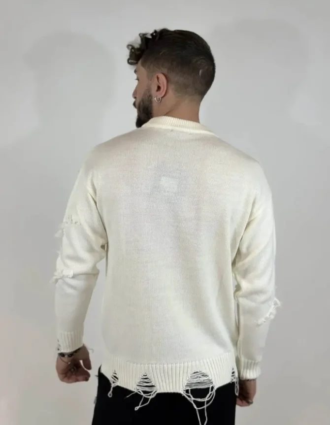 MAGLIONE BIANCO CON STRAPPI - immagine 2